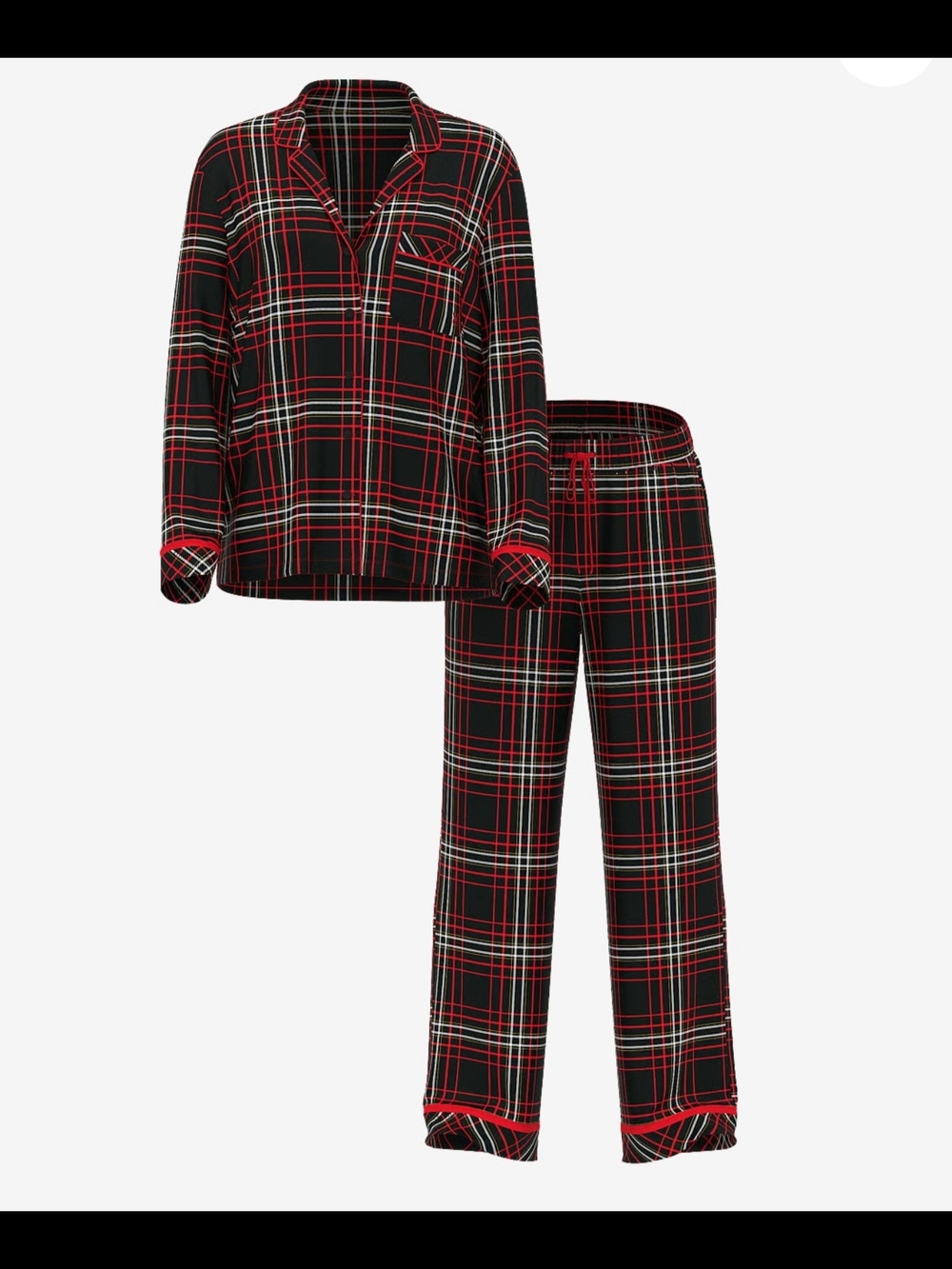 Victoria's Secret Black, Red & White Plaid Pajama Set
